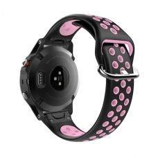 Ремінець для Garmin QuickFit 22 Nike-style Silicone Band Black/Pink (QF22-NSSB-BKPK)