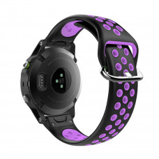 Ремінець для Garmin QuickFit 22 Nike-style Silicone Band Black/Purple (QF22-NSSB-BKPU)