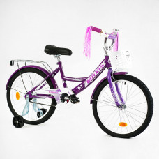 Велосипед 20" дюймів 2-х колісний "CORSO" MAXIS CL-20876 кошик, прикраси, ручне гальмо, дзвіночок, додаткові колеса, ЗІБРАНИЙ НА 75%, в коробці