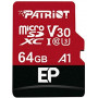 Карта пам`ятi MicroSDXC 64GB UHS-I/U3 Class 10 Patriot EP A1 R90/W80MB/s + SD-adapter (PEF64GEP31MCX) (24070-03)