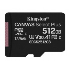 Карта пам`яті MicroSDXC 512GB UHS-I/U3 Class 10 Kingston Canvas Select Plus R100/W85MB/s (SDCS2/512GBSP)