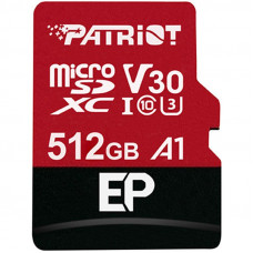 Карта пам`ятi MicroSDXC 512GB UHS-I/U3 Class 10 Patriot EP A1 R90/W80MB/s + SD-adapter (PEF512GEP31MCX)