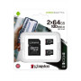 Карта пам`яті MicroSDXC 2x64GB UHS-I Class 10 Kingston Canvas Select Plus R100MB/s + SD-адаптер (SDCS2/64GB-2P1A) (22707-03)