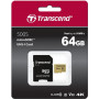 Карта пам`ятi MicroSDXC 64GB UHS-I/U3 Class 10 Transcend 500S + SD-adapter (TS64GUSD500S) (22077-03)