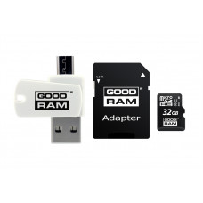 Карта пам`ятi MicroSDHC 32GB UHS-I Class 10 GOODRAM + SD-adapter + OTG Card reader (M1A4-0320R12)