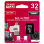 Карта пам`ятi MicroSDHC 32GB UHS-I Class 10 GOODRAM + SD-adapter + OTG Card reader (M1A4-0320R12) (22097-03)