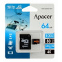 Карта пам`ятi MicroSDXC 64GB UHS-I/U3 Class 10 Apacer (AP64GMCSX10U8-R) + SD адаптер (29519-03)