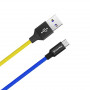 Кабель ColorWay USB-microUSB, 2.4А, 1м, Blue/Yellow (CW-CBUM052-BLY) (29311-03)