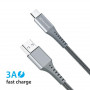 Кабель Grand-X USB-USB Type-C, 3A, 1.2м, Fast Сharge, Grey (FC-12G)