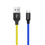 Кабель ColorWay USB-USB Type-C, 2.4А, 1м, Blue/Yellow (CW-CBUC052-BLY)