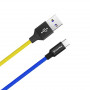 Кабель ColorWay USB-USB Type-C, 2.4А, 1м, Blue/Yellow (CW-CBUC052-BLY) (29312-03)