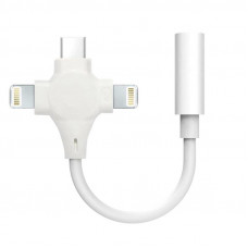 Адаптер XoKo AC-333 USB Type-C - Lightning - mini-jack 3.5 mm White (XK-AC-333)