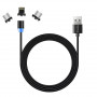 Кабель ColorWay Magnetic USB-Lightning/MicroUSB/USB-C, 2.4А, 1м, Black (CW-CBUU020-BK)