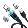 Кабель ColorWay Magnetic USB-Lightning + microUSB + USB-C Magnetic Data/Quick Charge, 2.4А, 1м, Black (CW-CBUU038-BK) (24952-03)