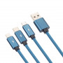 Кабель Proda PD-B65th USB-Lightning + microUSB + USB-C, 1.2м, Blue (28303-03)