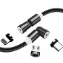 Кабель ColorWay USB-Lightning + microUSB + USB-C Magnetic Rotation 540°, 2.4А, 1м, Black (CW-CBUU037-BK) (24953-03)