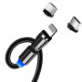 Кабель ColorWay USB-Lightning + microUSB + USB-C Magnetic Rotation 540°, 2.4А, 1м, Black (CW-CBUU037-BK) (24953-03)