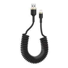 Кабель ColorWay USB-Lightning, spiral, 2.4А, 1м, Black (CW-CBUL051-BK)