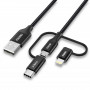 Кабель Choetech USB - Lightning + microUSB + USB-C, 1.2м (IP0030-BK) (32597-03)