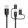 Кабель Choetech USB - Lightning + microUSB + USB-C, 1.2м (IP0030-BK) (32597-03)