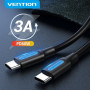 Кабель Vention USB Type-C - USB Type-C TPE Round PD 60W, 3A, 1m, Black (COSBF)