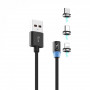 Кабель SkyDolphin S59KIT Magnetic USB - Lightning + microUSB + Type-C 1м, Black (USB-000547) (26758-03)