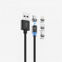 Кабель SkyDolphin S59KIT Magnetic USB - Lightning + microUSB + Type-C 1м, Black (USB-000547) (26758-03)