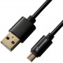 Кабель Grand-X USB-microUSB 2.1A, 1м, CU, захист - метал. оплетення, Black (MM-01B), пакування гіфтбокс з вікном