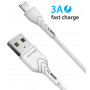 Кабель Grand-X USB-microUSB, Cu, 3A, 1м, Fast Сharge, White(PM-03W) (23178-03)