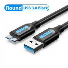Кабель Vention USB-MicroUSB-B PVC Round nickel-plated, 0.25m Black (COPBC)