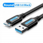 Кабель Vention USB-MicroUSB-B PVC Round nickel-plated, 0.25m Black (COPBC) (33779-03)