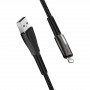 Кабель ColorWay USB-Lightning, 2.4А, 1м, Zinc Alloy + Led, Black (CW-CBUL035-BK) (24139-03)