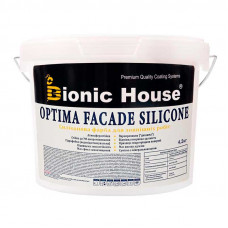 Optima Facade Silicone - Износоустойчивая гидрофобная силикон-акриловая краска для минеральных фасадов Bionic-House 4,2кг Белая любой RAL оттенок под заказ