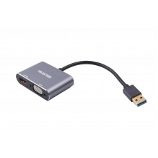 Адаптер-перехідник Maxxter USB - HDMI+VGA, (M/F), Grey (V-AM-HDMI-VGA)