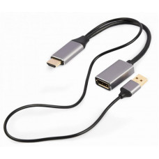 Адаптер Cablexpert HDMI - DisplayPort (M/F), 0.1 м, Black/Grey (A-HDMIM-DPF-02)