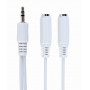 Аудіо-кабель Cablexpert 3.5 мм - 2х3.5 мм (M/F), 0.1 м, White (CCA-415W) (20224-03)