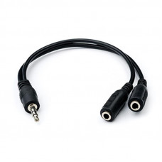 Аудіо-кабель Atcom 3.5 мм - 2х3.5 мм (M/F), 0.1 м, чорний (16850) пакет