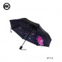Парасоля WK WT-U3 чорний з фіолетовою квіткою (6970349282914) (29374-03)