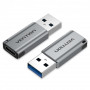 Адаптер Vention USB 3.0 AM - USB Type-C AF Gray (CDPH0) (27363-03)