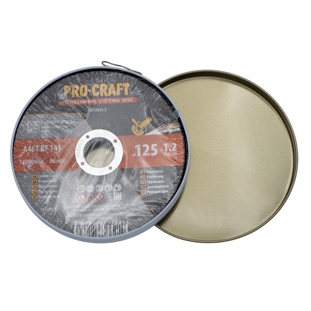 Диск відрізний Procraft CD125x1.2b 125 мм 1,2 мм 22,2 мм 10 шт/уп (PC-012513)