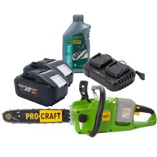 Акумуляторна пила Procraft PCA40/2 + 2 акб 8Аг + ЗП charger20/2 + Олива для ланцюга 1л