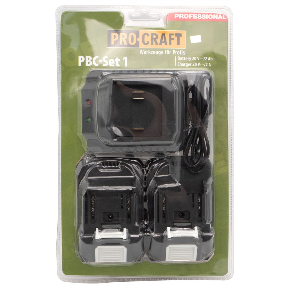 Набір акумуляторів та зарядного пристрою Procraft PBC-set1, 20/2 АКБ та ЗП (PC-030265)