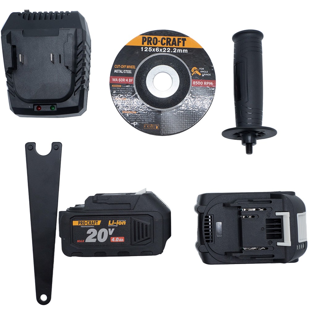 Акумуляторна болгарка Procraft PGA20, 2 акб (PC-030213)