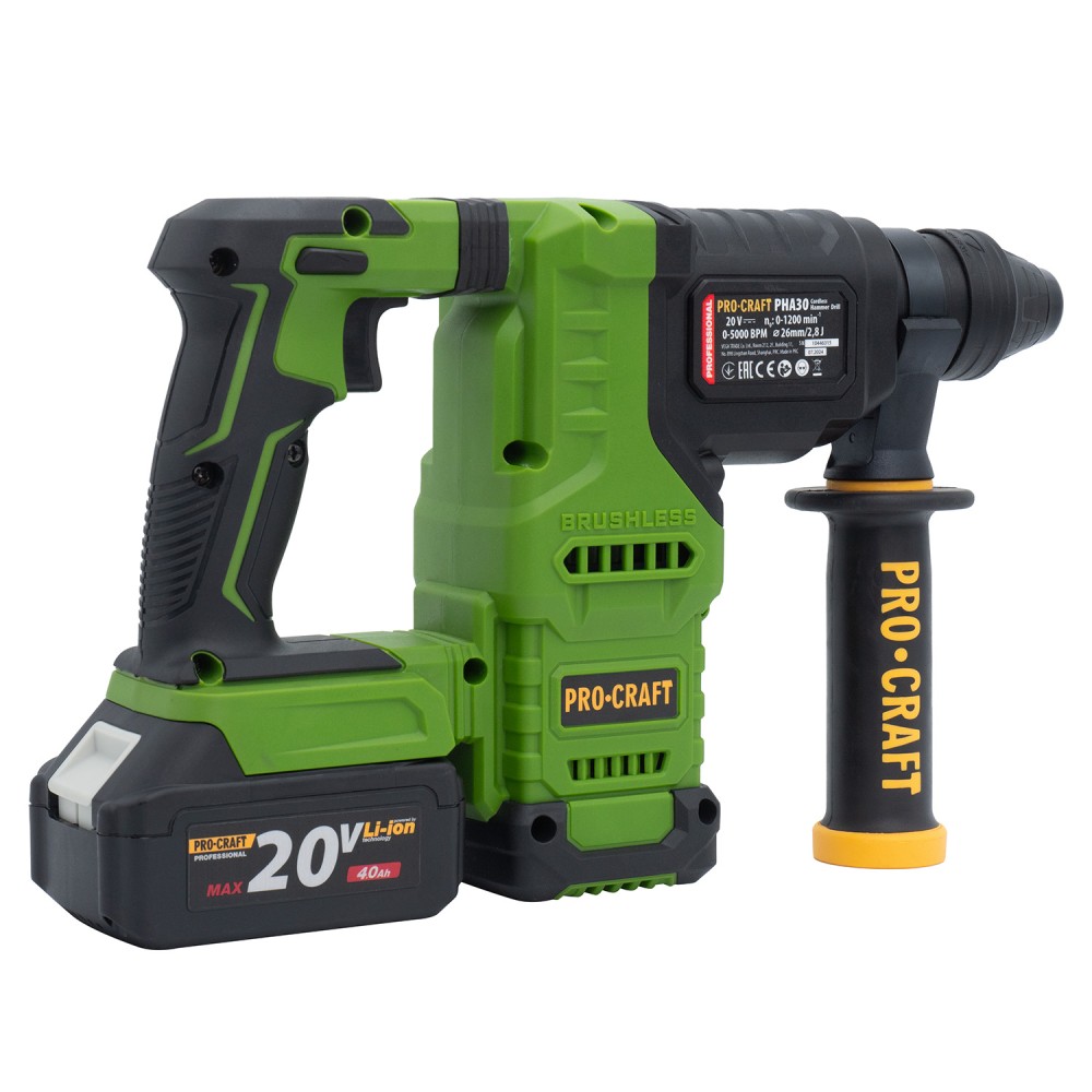 Акумуляторний перфоратор Procraft PHA30 з 2 акб та ЗП + кейс (PC-030034)