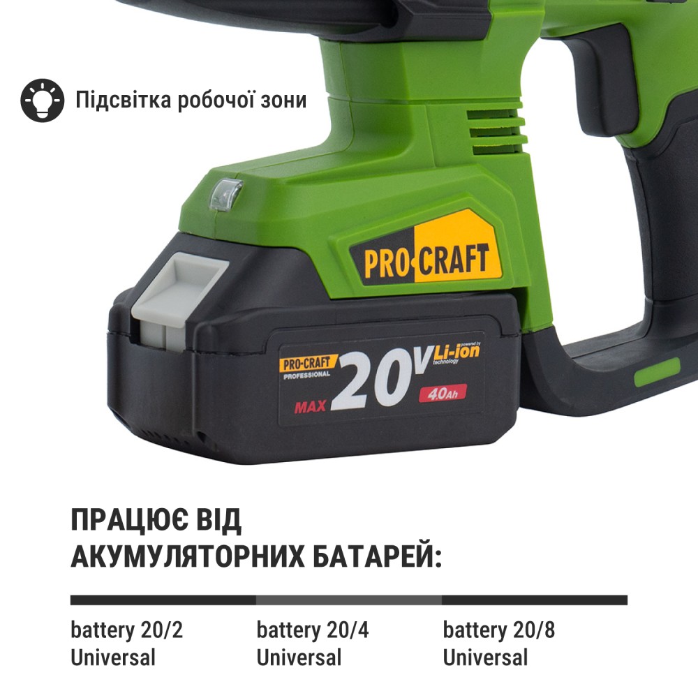 Акумуляторний перфоратор Procraft PHA40 без АКБ та ЗП + кейс (PC-030041)