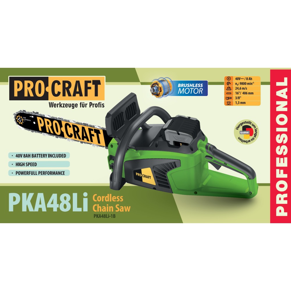 Акумуляторна ланцюгова пила Procraft PKA48Li +1 акб (PC-030048)