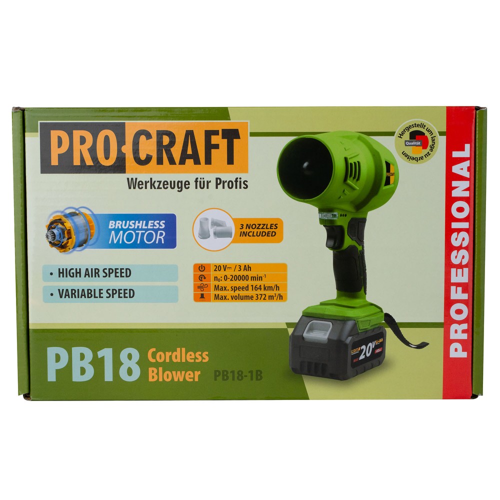 Акумуляторна повітродувка Procraft PB18, 1 АКБ та ЗП (PC-030192)