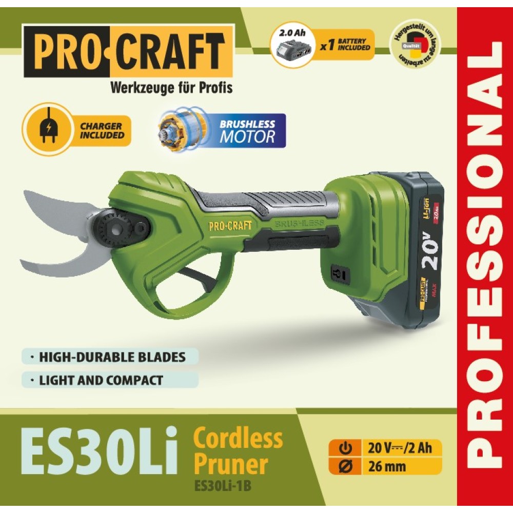 Акумуляторний секатор Procraft ES30Li з 1 АКБ (PC-030306)