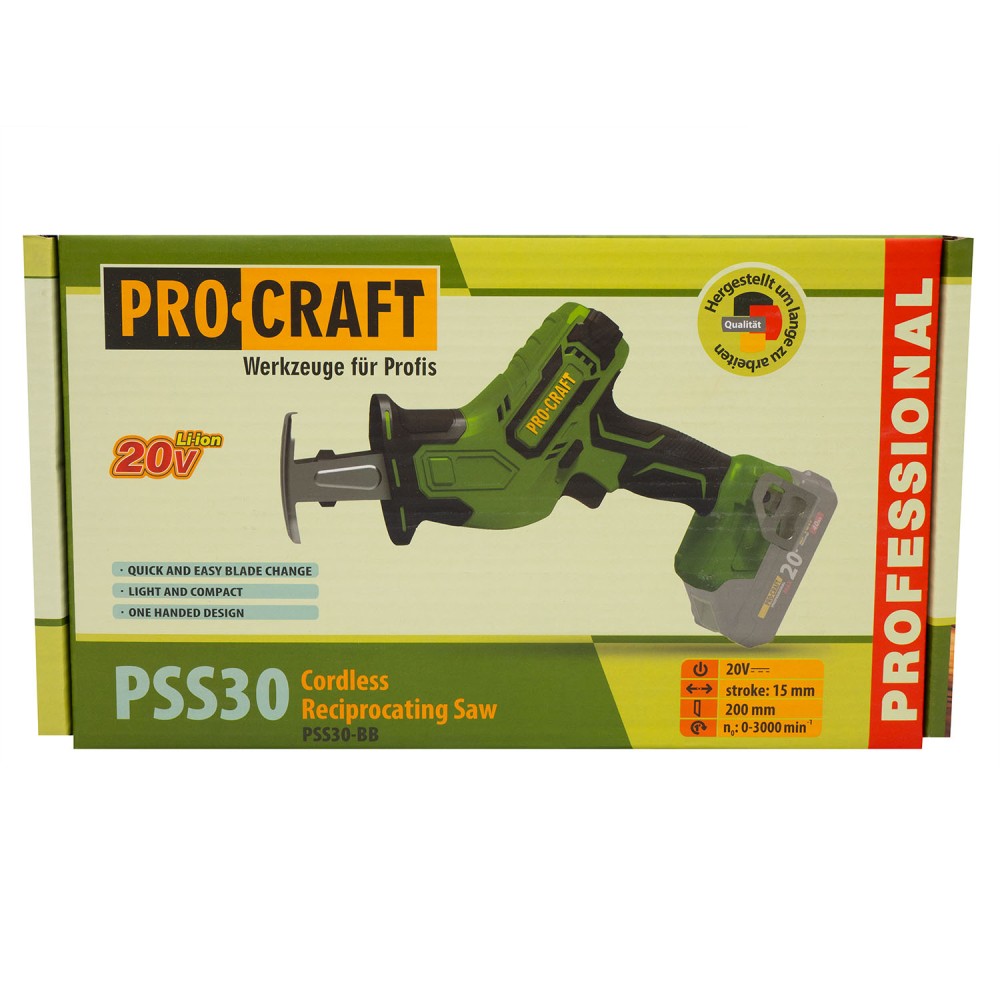Акумуляторна шабельна пила Procraft PSS30 без АКБ та ЗП (PC-030302)