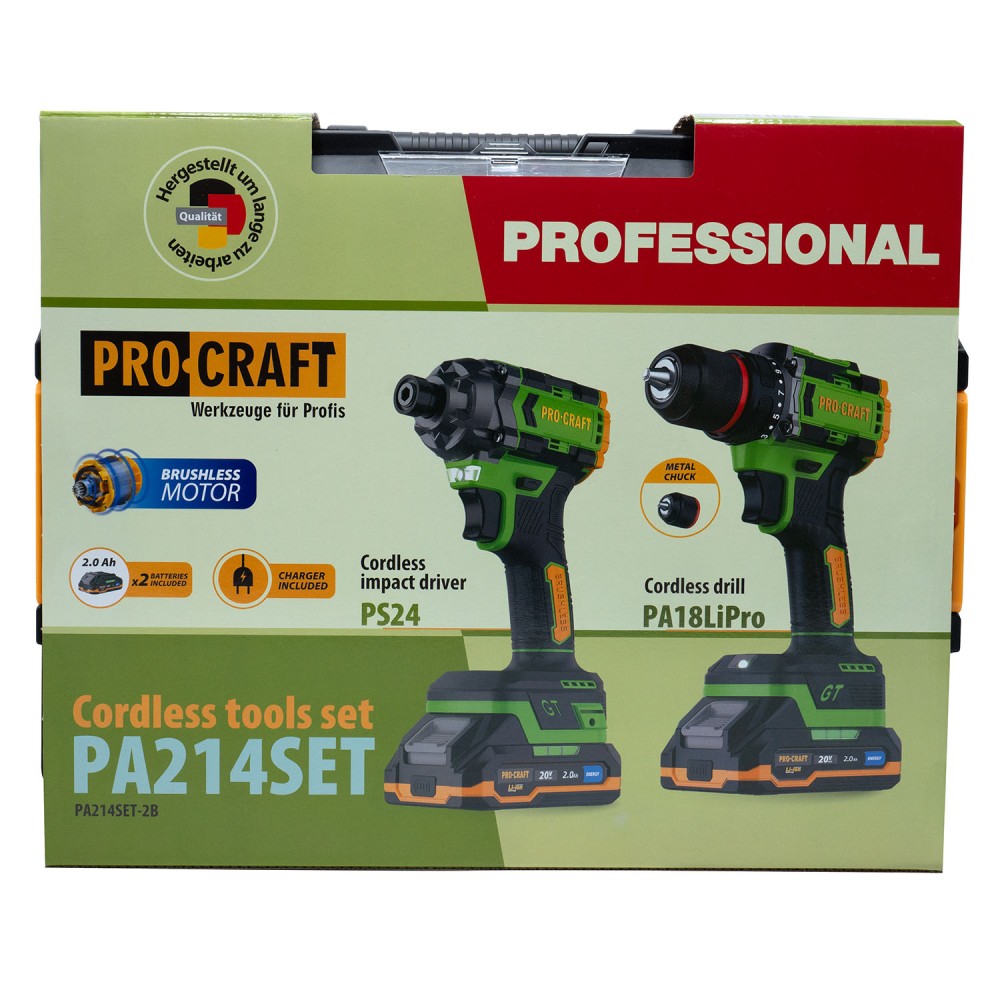 Набір акумуляторного шуруповерта та гвинтоверта Procraft PA214SET, 2 АКБ (PC-002140)